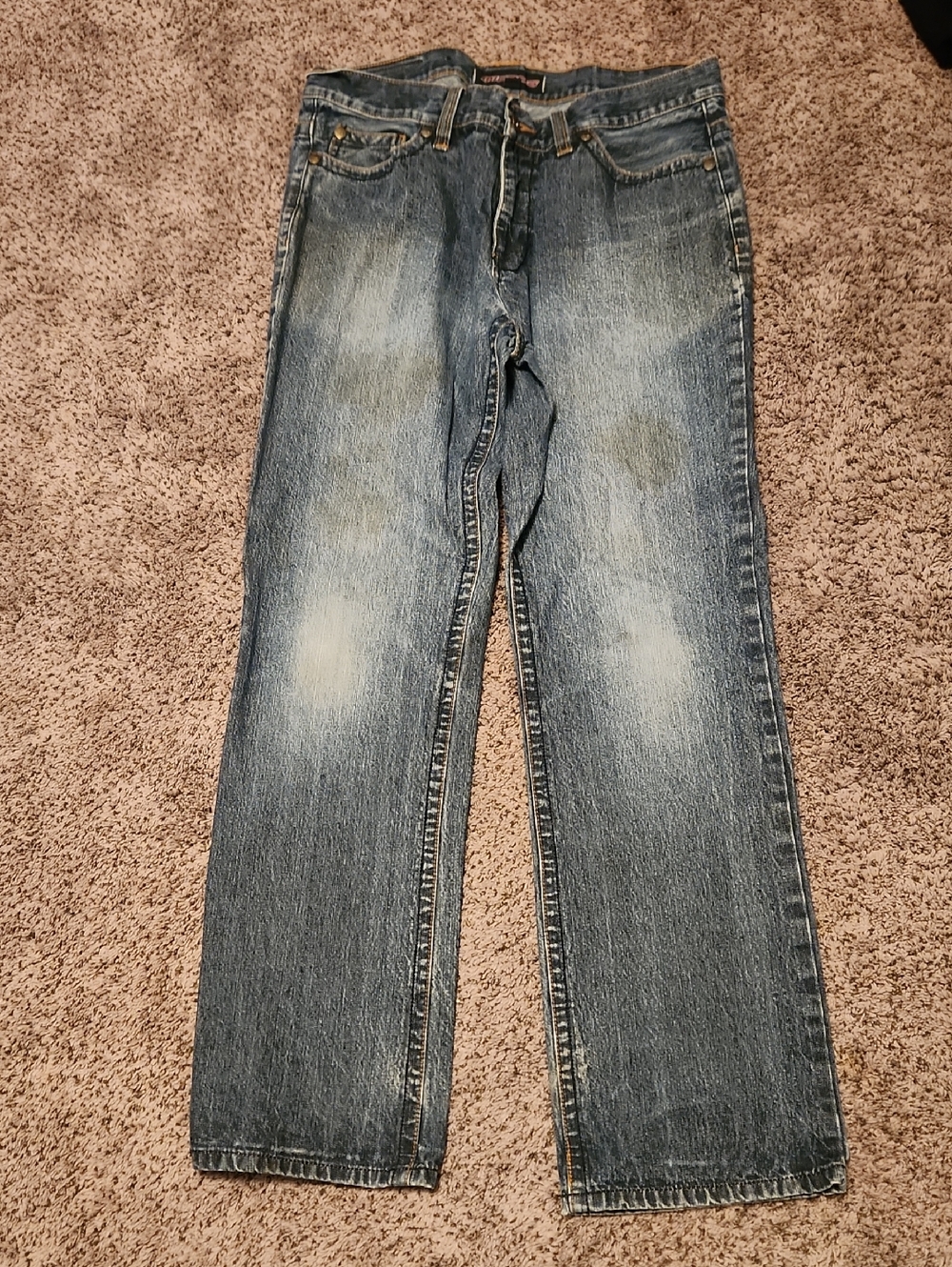 Micros Men's Faded Blue Straight Jeans
